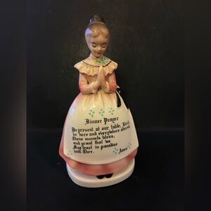 Vintage 1950's ENESCO Ceramic Blue Lady Dinner Prayer Napkin Holder